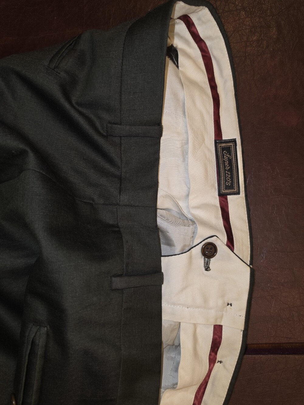 Canali EU 54R / US 44R Loro Piana Tasmania IWS Super 120s Olive Wool Suit - Picture 8 of 12